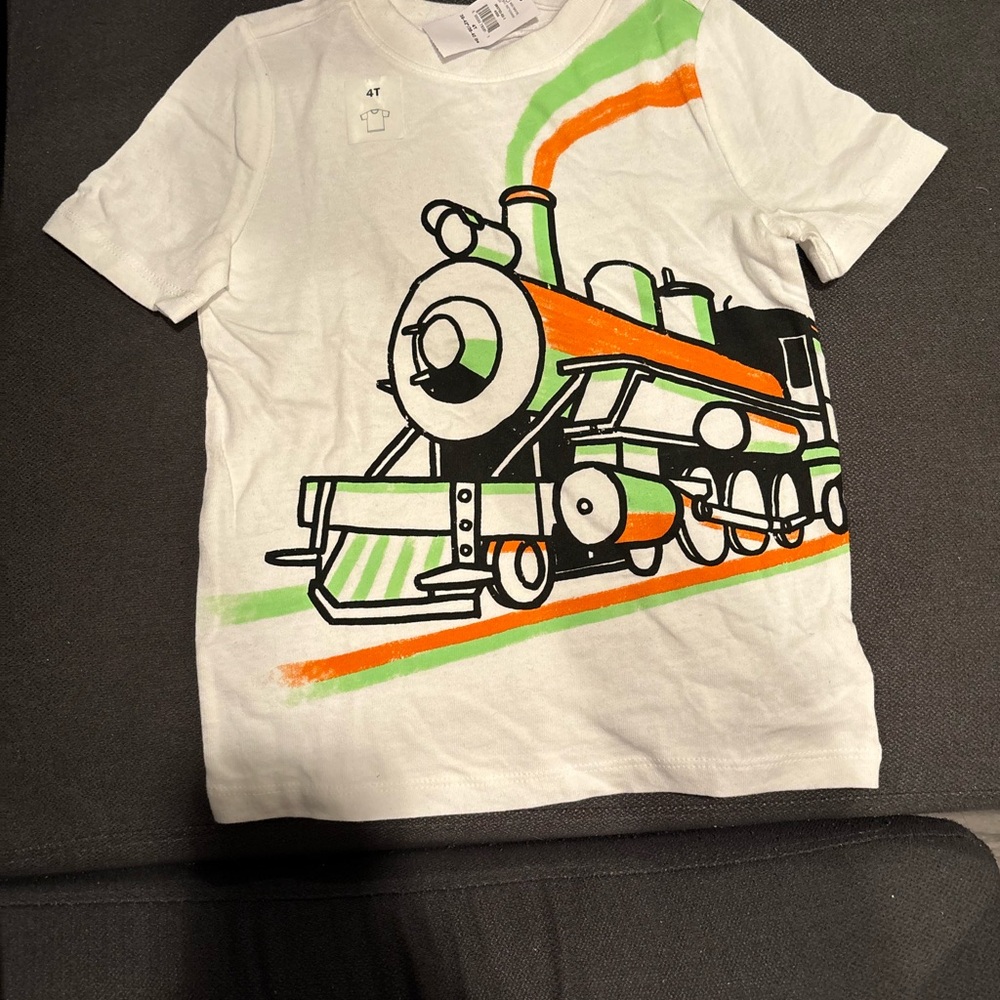 Old Navy Kids Train Graphic Tee - White, Orange, Green